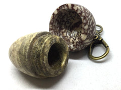 LV-5004 Buckeye Burl & Betelnut Acorn Pill Box, Pendant Box-SCREW CAP