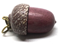 LV-5007 Purpleheart & Betelnut Acorn Box, Pill Holder, Compartment Pendant-SCREW CAP