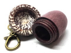 LV-5007 Purpleheart & Betelnut Acorn Box, Pill Holder, Compartment Pendant-SCREW CAP
