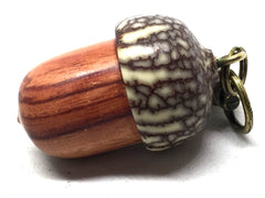 LV-5008 Tulipwood & Betelnut Acorn Box, Pill Holder, Compartment Pendant-SCREW CAP