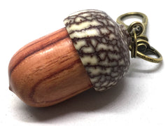 LV-5008 Tulipwood & Betelnut Acorn Box, Pill Holder, Compartment Pendant-SCREW CAP