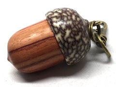 LV-5008 Tulipwood & Betelnut Acorn Box, Pill Holder, Compartment Pendant-SCREW CAP