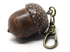 LV-5009 Australian Sheoak Burl & Betelnut Wooden Acorn Pendant Box, Pill Fob, -SCREW CAP