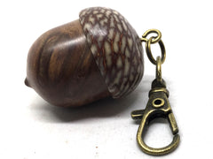 LV-5009 Australian Sheoak Burl & Betelnut Wooden Acorn Pendant Box, Pill Fob, -SCREW CAP