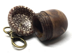 LV-5009 Australian Sheoak Burl & Betelnut Wooden Acorn Pendant Box, Pill Fob, -SCREW CAP