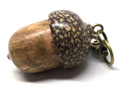 LV-5010 Black Cherry Burl & Betelnut Acorn Box, Pill Holder, Compartment Pendant-SCREW CAP
