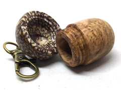 LV-5010 Black Cherry Burl & Betelnut Acorn Box, Pill Holder, Compartment Pendant-SCREW CAP