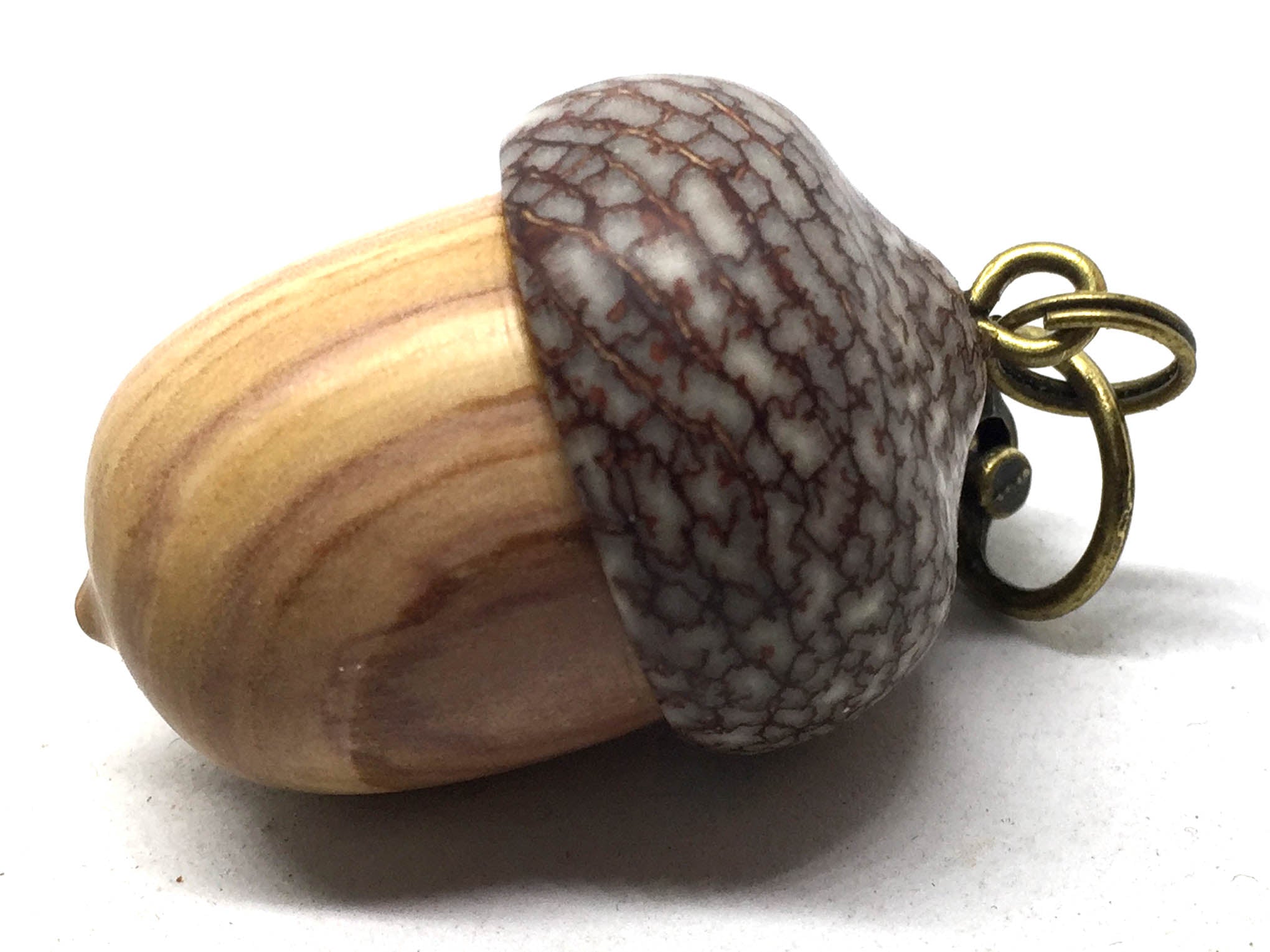 LV-5011 Purple Lilac & Betelnut Acorn Pill Fob, Secret Compartment, Jewelry Box-SCREW CAP