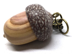 LV-5011 Purple Lilac & Betelnut Acorn Pill Fob, Secret Compartment, Jewelry Box-SCREW CAP