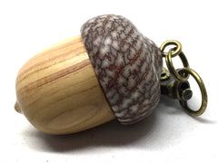 LV-5011 Purple Lilac & Betelnut Acorn Pill Fob, Secret Compartment, Jewelry Box-SCREW CAP