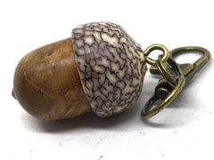 LV-5014 Teak Burl & Betelnut Wooden Acorn Key Fob, Pill Holder, Secret Compartment-SCREW CAP
