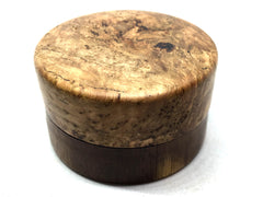 LV-5015 Black Cherry Burl cap with Suriname Ironwood Flat Box for Ring, Jewelry, Pills-SCREW CAP