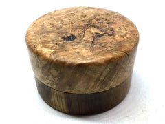 LV-5015 Black Cherry Burl cap with Suriname Ironwood Flat Box for Ring, Jewelry, Pills-SCREW CAP
