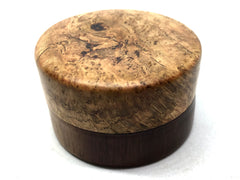LV-5015 Black Cherry Burl cap with Suriname Ironwood Flat Box for Ring, Jewelry, Pills-SCREW CAP