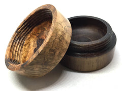 LV-5015 Black Cherry Burl cap with Suriname Ironwood Flat Box for Ring, Jewelry, Pills-SCREW CAP