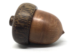 LV-5016 Redwood Burl & Black Palm Acorn Pill Box, Engagement Ring Box-SCREW CAP