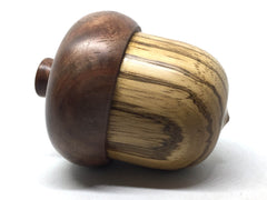 LV-5018 Wooden Acorn Jewelry, Ring Box, Pill Box from Red Zebrawood & Black Walnut Burl-SCREW CAP