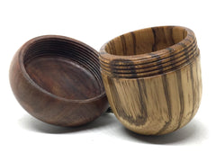 LV-5018 Wooden Acorn Jewelry, Ring Box, Pill Box from Red Zebrawood & Black Walnut Burl-SCREW CAP