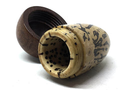 LV-5019 Yollilo Palm Nut & Brown Ebony Acorn Pill Box, Engagement Ring Box-SCREW CAP