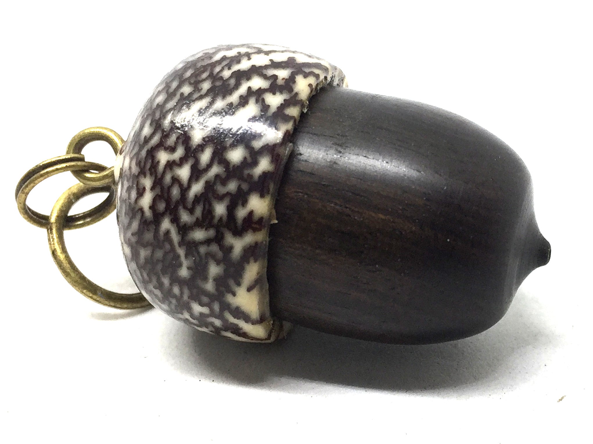 LV-5022 Mun Ebony & Betelnut Acorn Pendant Box, Pill Holder-SCREW CAP