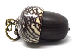 LV-5022 Mun Ebony & Betelnut Acorn Pendant Box, Pill Holder-SCREW CAP