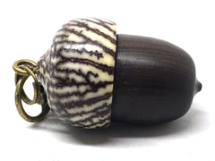 LV-5022 Mun Ebony & Betelnut Acorn Pendant Box, Pill Holder-SCREW CAP