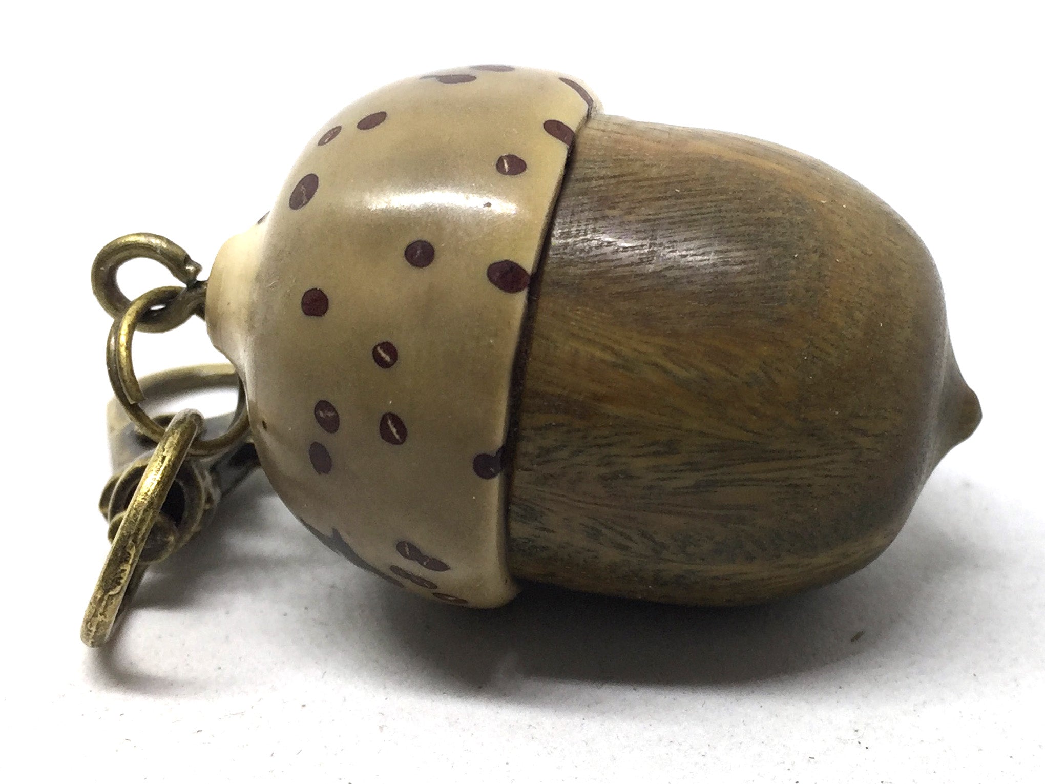 LV-5033 Verawood & Raffia Palm Nut Acorn Box, Pill Holder, Compartment Pendant-SCREW CAP