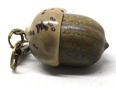 LV-5033 Verawood & Raffia Palm Nut Acorn Box, Pill Holder, Compartment Pendant-SCREW CAP