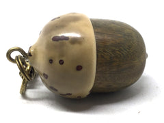 LV-5033 Verawood & Raffia Palm Nut Acorn Box, Pill Holder, Compartment Pendant-SCREW CAP