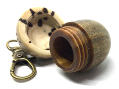 LV-5033 Verawood & Raffia Palm Nut Acorn Box, Pill Holder, Compartment Pendant-SCREW CAP