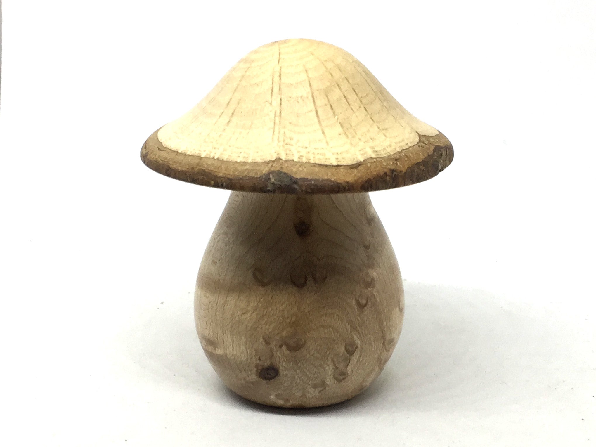 LV-5036 Birdseye Maple & Valley Oak Wooden Mushroom Keepsake Box, Pill, Jewelry Box-THREADED