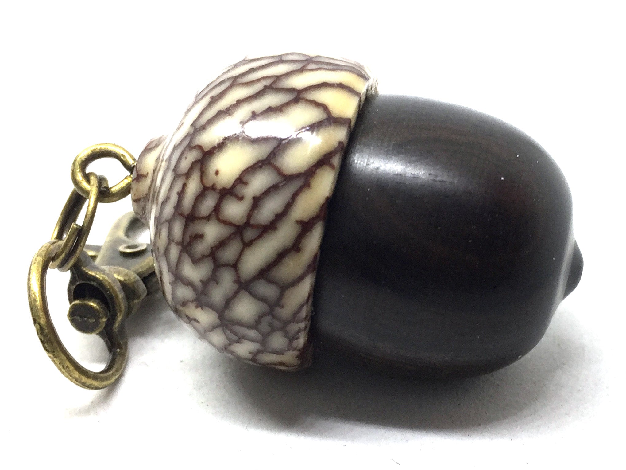 LV-5042 Mun Ebony & Betelnut Acorn Pendant Box, Pill Holder-SCREW CAP