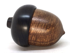 LV-5044 Curly Koa & Brazilian Ebony Hand Turned Acorn Trinket Box, Keepsakes, Jewelry Box-SCREW CAP