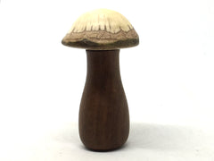 LV-5049 Black Mesquite & Live Oak Wooden Mushroom Secret Compartment, Pill Box, Jewelry Box-THREADED