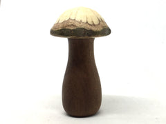 LV-5049 Black Mesquite & Live Oak Wooden Mushroom Secret Compartment, Pill Box, Jewelry Box-THREADED