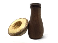 LV-5049 Black Mesquite & Live Oak Wooden Mushroom Secret Compartment, Pill Box, Jewelry Box-THREADED