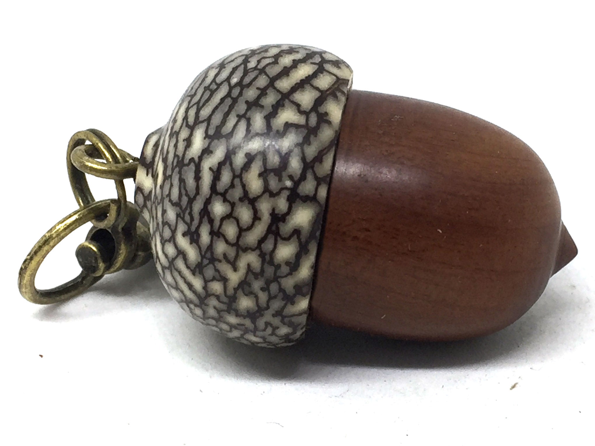 LV-5053 Manzanita & Betelnut Acorn Pendant Box,Bag Charm, Keychain-SCREW CAP