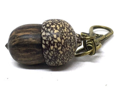LV-5055 Black & White Ebony & Betelnut Acorn Pendant, Bag Charm, Secret Compartment-SCREW CAP