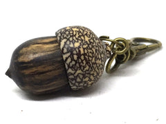 LV-5055 Black & White Ebony & Betelnut Acorn Pendant, Bag Charm, Secret Compartment-SCREW CAP