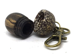LV-5055 Black & White Ebony & Betelnut Acorn Pendant, Bag Charm, Secret Compartment-SCREW CAP