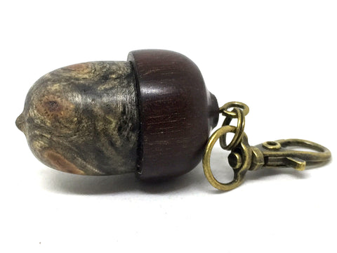 LV-5059 Buckeye Burl & Brown Ebony Acorn Key Fob, Pill Holder, Cash Stash-SCREW CAP