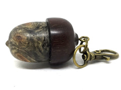LV-5059 Buckeye Burl & Brown Ebony Acorn Key Fob, Pill Holder, Cash Stash-SCREW CAP