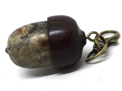 LV-5059 Buckeye Burl & Brown Ebony Acorn Key Fob, Pill Holder, Cash Stash-SCREW CAP