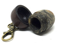 LV-5059 Buckeye Burl & Brown Ebony Acorn Key Fob, Pill Holder, Cash Stash-SCREW CAP