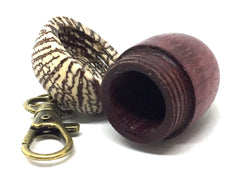 LV-5060 Purpleheart & Betelnut Acorn Box, Pill Holder, Compartment Pendant-SCREW CAP