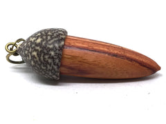 LV-5061 Tulipwood & Betelnut Acorn Charm, Secret Compartment, Pill Fob-SCREW CAP