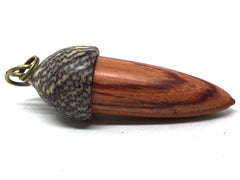 LV-5061 Tulipwood & Betelnut Acorn Charm, Secret Compartment, Pill Fob-SCREW CAP