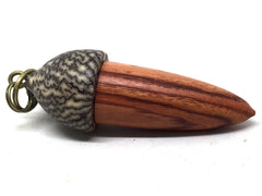 LV-5061 Tulipwood & Betelnut Acorn Charm, Secret Compartment, Pill Fob-SCREW CAP