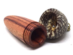 LV-5061 Tulipwood & Betelnut Acorn Charm, Secret Compartment, Pill Fob-SCREW CAP