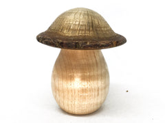 LV-5062 Curly Hard Maple & Coast Live Oak Wooden Mushroom Secret Compartment, Pill Box, Jewelry Box-THREADED